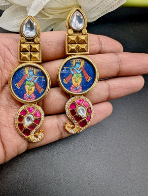 Handpainted Jadau Kundan Earrings
