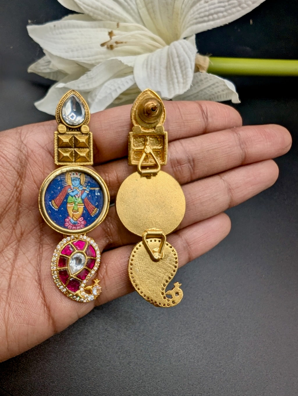 Handpainted Jadau Kundan Earrings