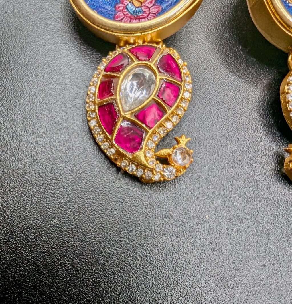Handpainted Jadau Kundan Earrings