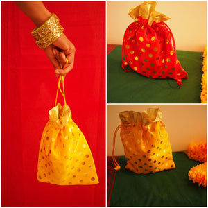 Gold dotted potli bag (Pack of 5)