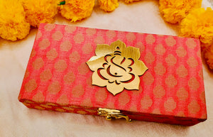 Brocade Box with Ganpati Motif | Indian Return Gift Favor