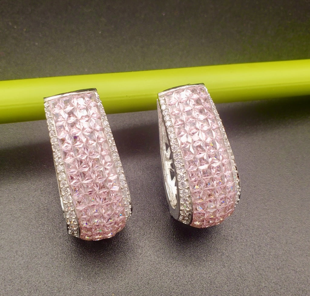 Alina U shaped earrings in American Diamond