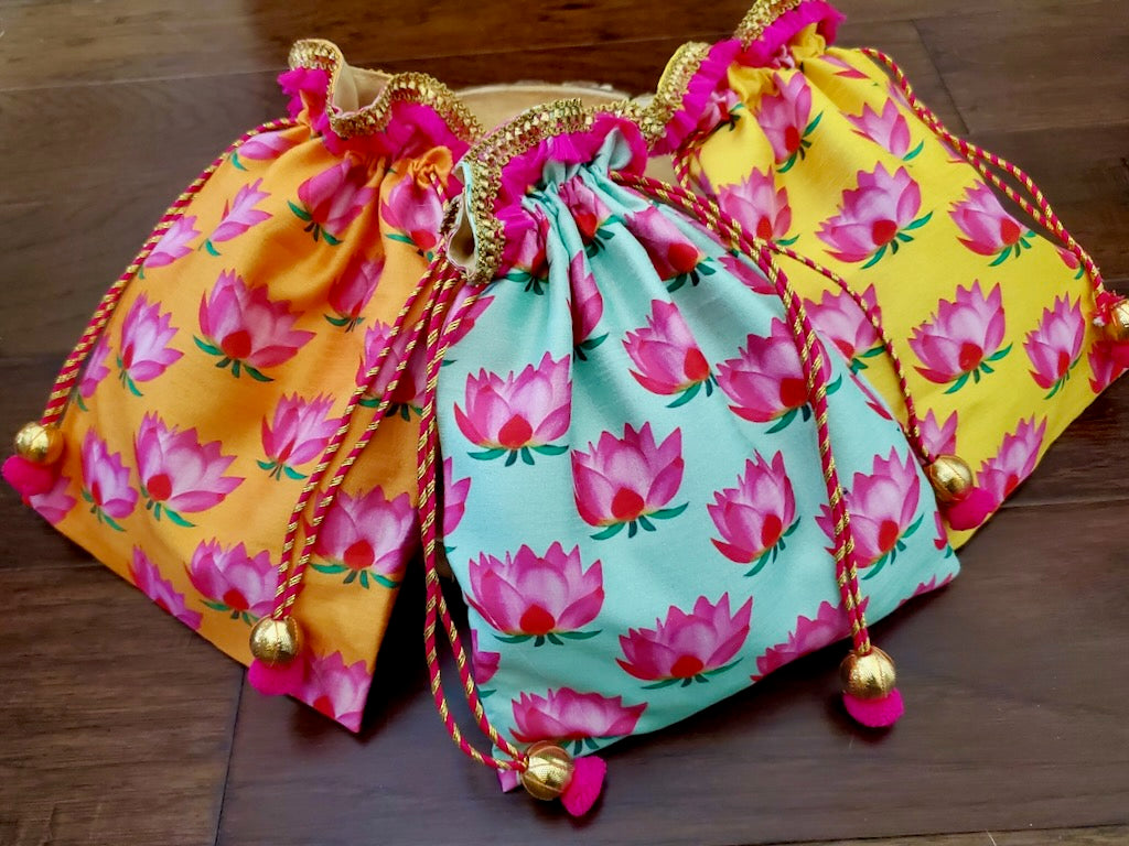 Raw Silk Lotus Potli