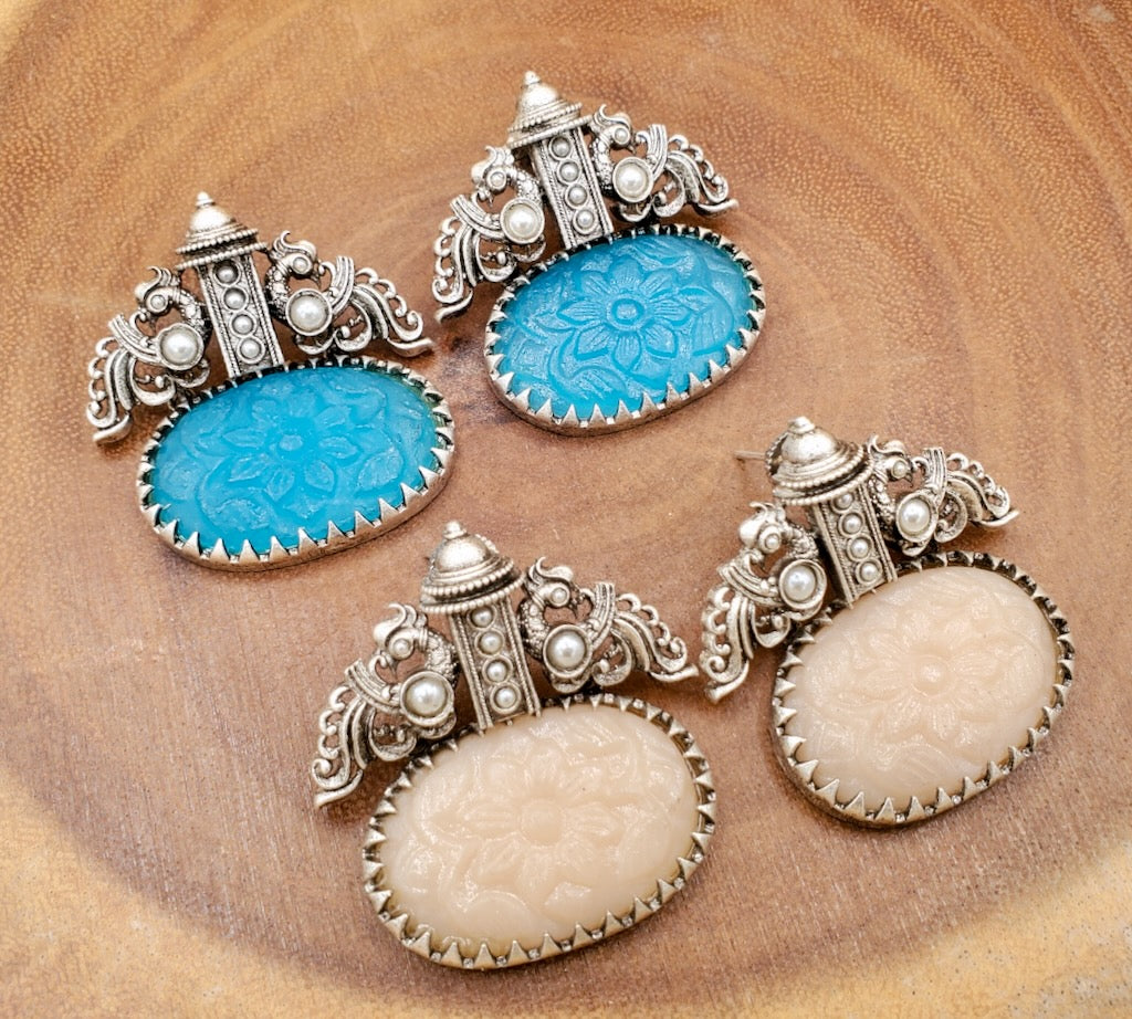 Madhulika Carved Stone Earrings