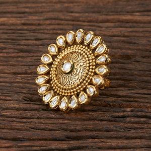 Mahi Kundan Ring With Gold Plating