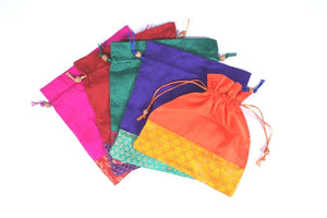 Ethnic Silk Brocade Potli Gift Bag 10×9 – Set of 5