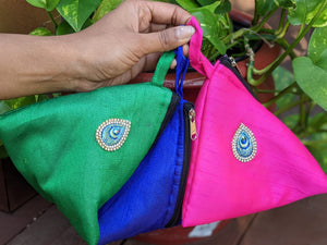 Triangle Purse in Raw Silk | Indian Return Gift