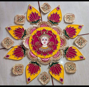 Devi Face Rangoli with Gota