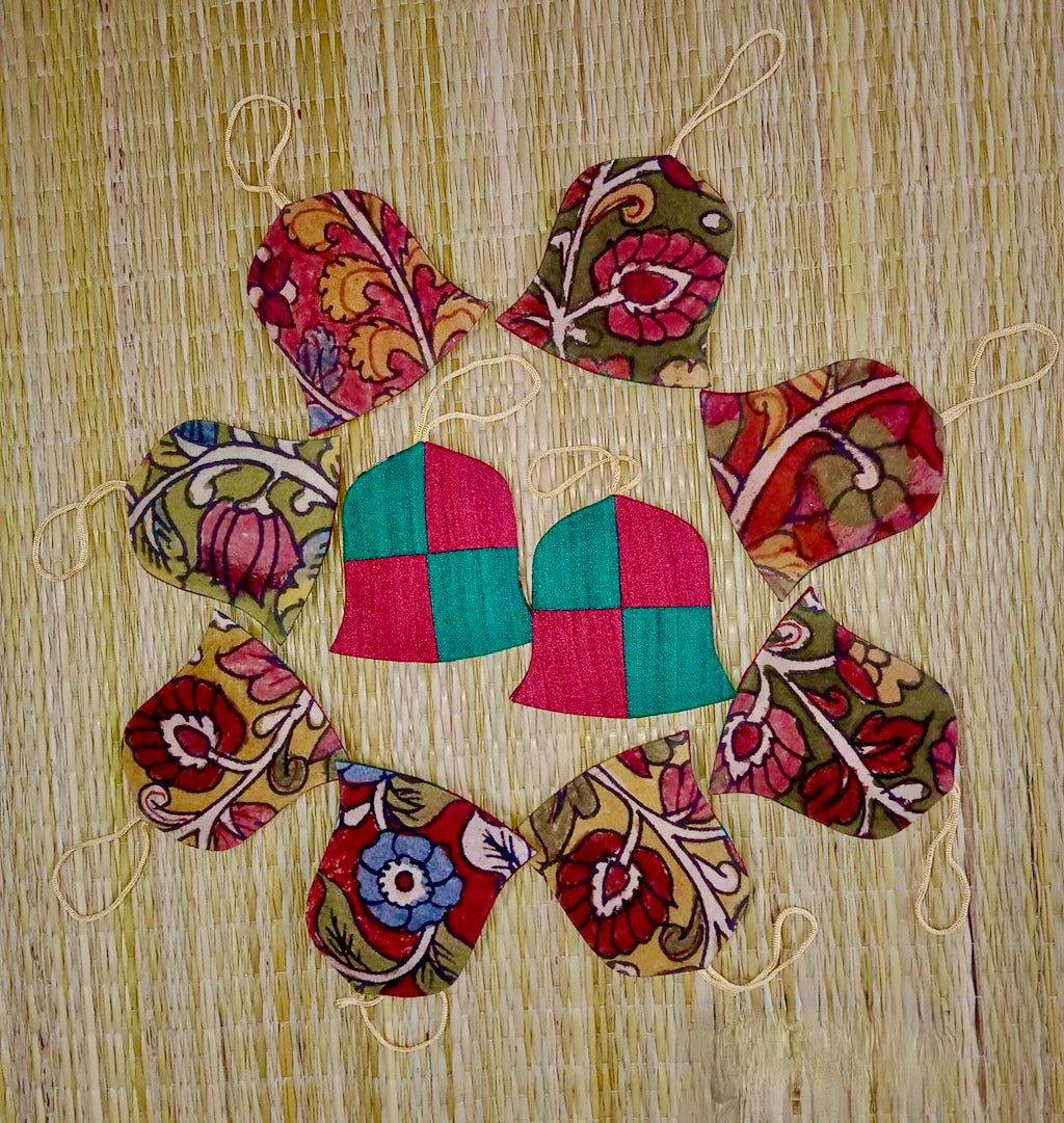 Christmas Ornaments in Kalamkari Fabric