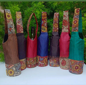 Kalamkari Wine Bottle Tote for Parties/Weddings | Indian Return Gift