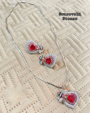 Tina Heart Shaped Pendant Set with Swarovski Stones