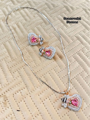 Tina Heart Shaped Pendant Set with Swarovski Stones