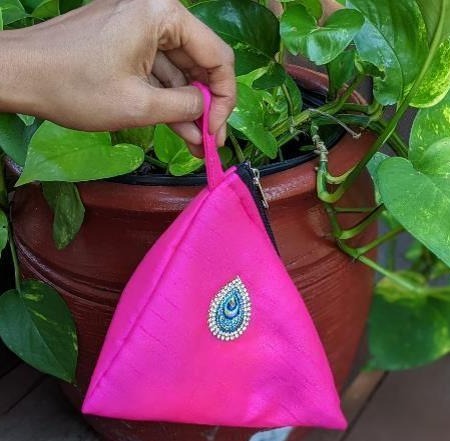 Triangle Purse in Raw Silk | Indian Return Gift