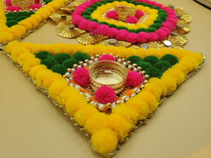 Pompom Rangoli Floor Mat